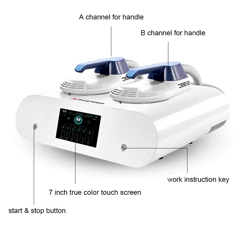 Portable 2 handles slimming electro magnetic muscle stimulation 2 Handles mini EMS machine home use muscle building stimulator