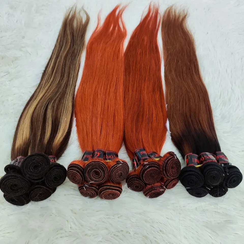 Letsfly Colored Long Straight Hair Bundles 24 Inches Malaysian Cuticle Aligned Virgin Hair Colorful Human Hair Extension