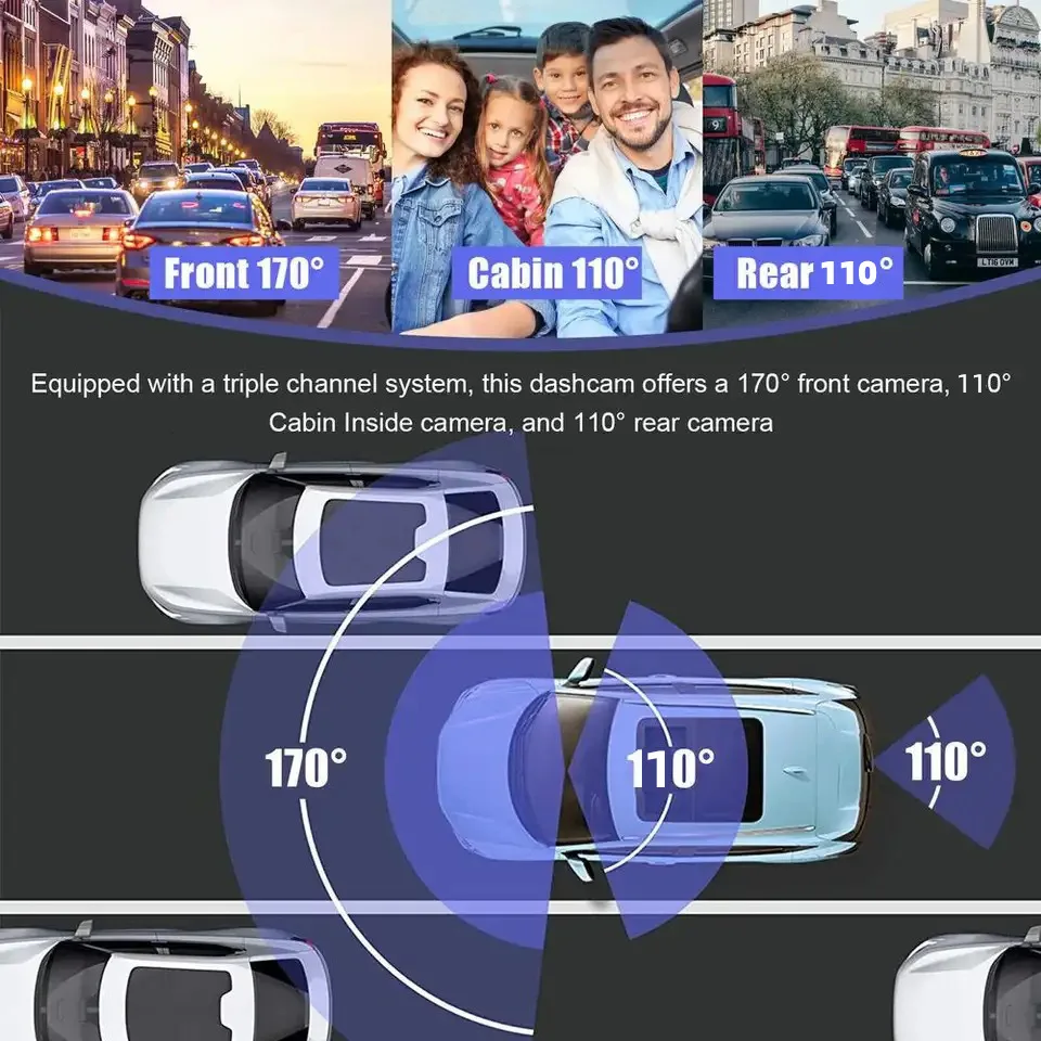 3Channel Camera Lens 1080P HD Car DVR with Rear View Camera Auto Electronics Dash Cam DVR 24H Parking Monitor Black Box for Cars