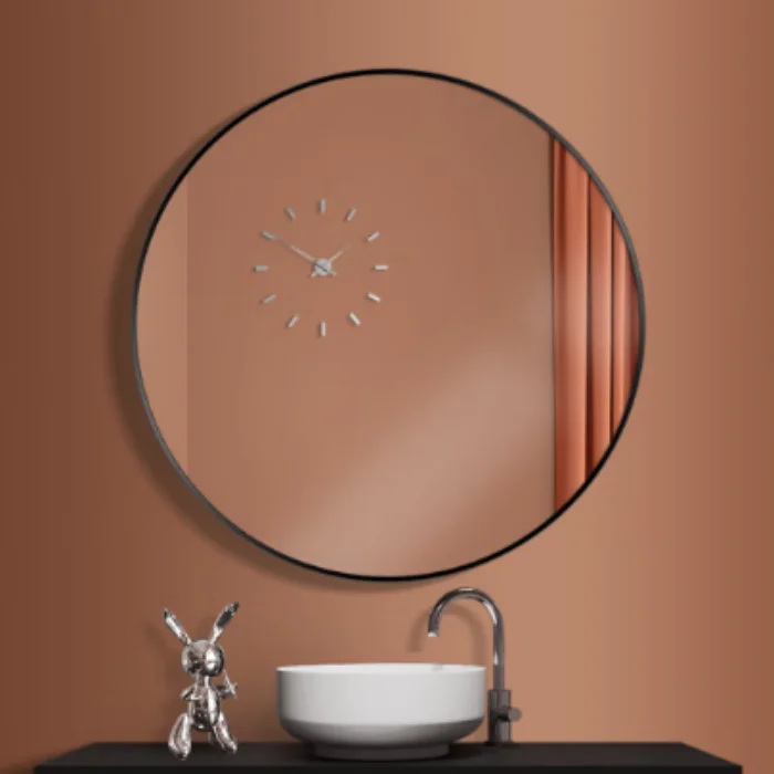 China Manufacturer Hot Selling Circular Round Gold Black Color Aluminum Alloy Frame Bathroom Shower Decorative Wall Mirror