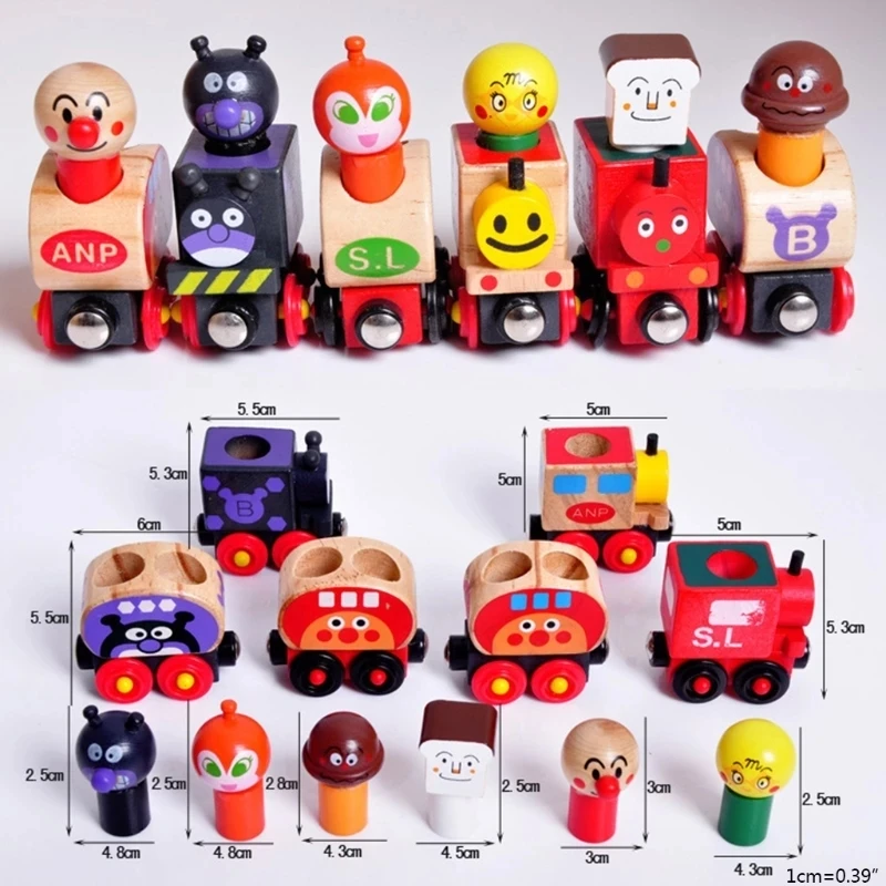Деревянный магнитный поезд Anpanman обучающие игрушки для детей подарок