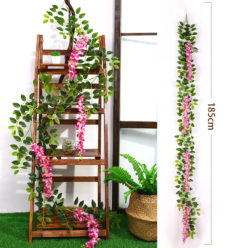 Wisteria flower fake flower vine winding ceiling living room interior wedding decoration plastic flower string vines