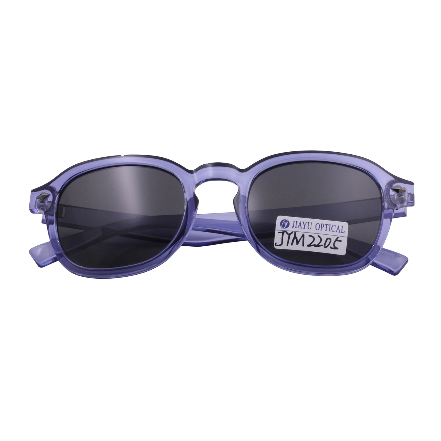 Shiny transparent plastic glasses custom color women wholesale sunglasses with rivet