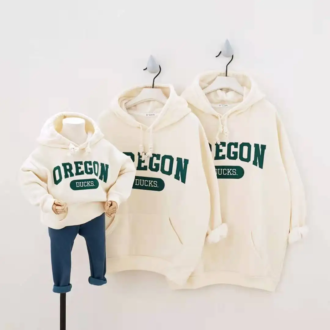 Thickened winter casual family group sweatshirts hooded fleece family matching clothes