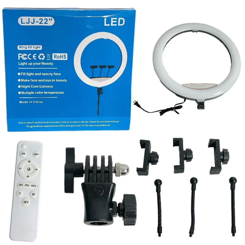 Factory Direct Sale 22inch Ring Light with Tripod Stand Dimmable LED Fill Light for Selfie Photography and Video Recording