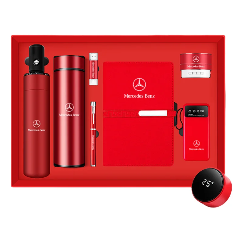 Premium Executive Custom Logo Luxury Thermos&Umbrella&Pen&Usb&Notebook&Speaker&Wireless Power Bank Men Birthday Box Gift Set