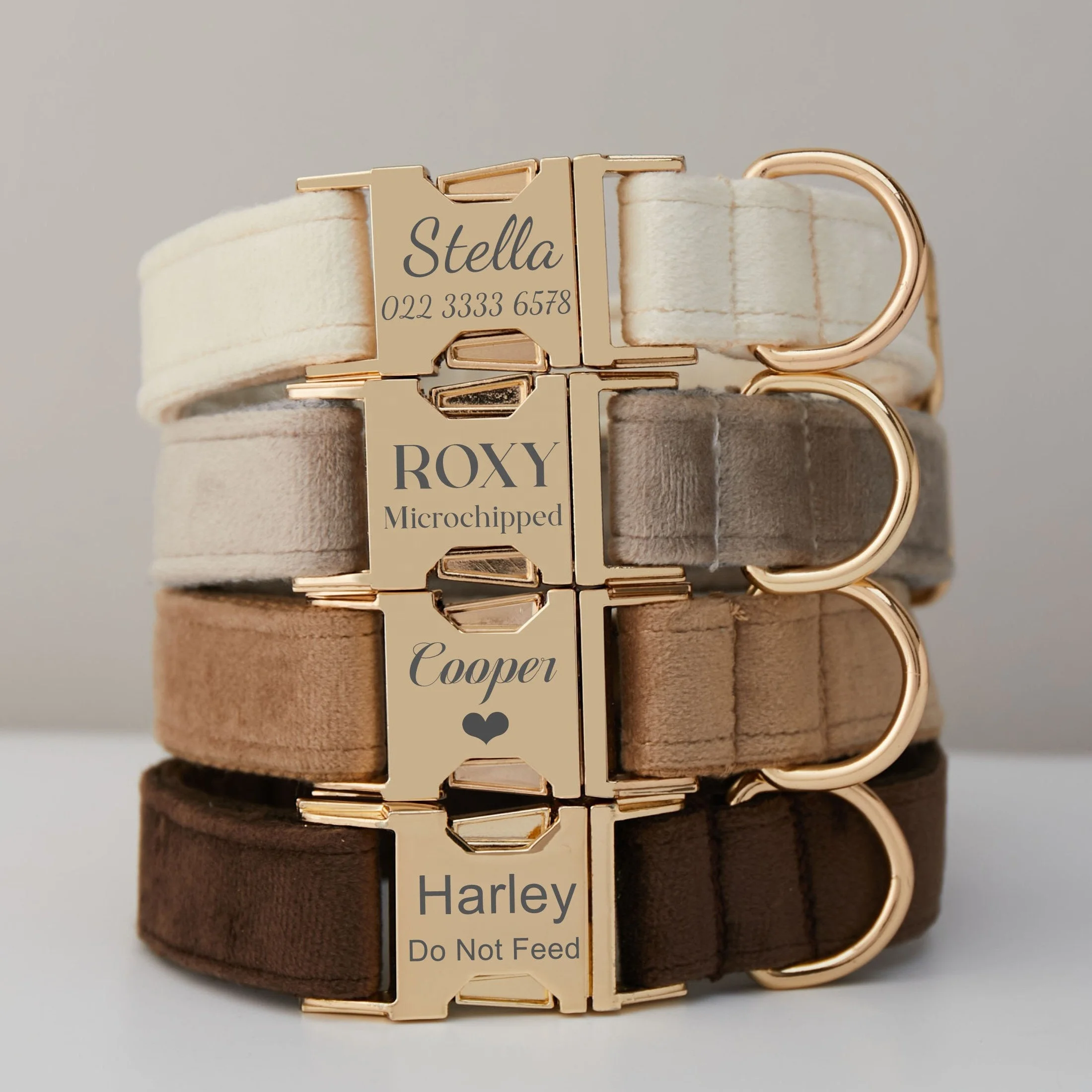 2023 New Product Popular Custom Colors Logo Dog Collar Metal Buckle Velvet Personalized Dog Collar