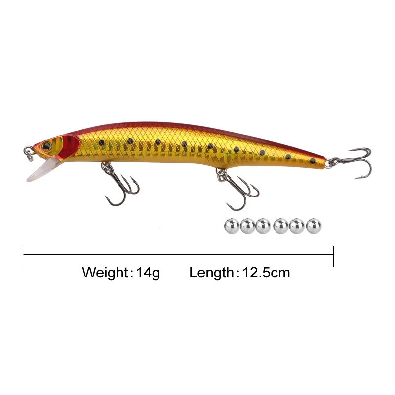 Ilure Wholesale 14g 12.5cm Artificial Bionic ABS Plastic Hard Floating Fishing Lures, Floating Minnow Fishing Lure