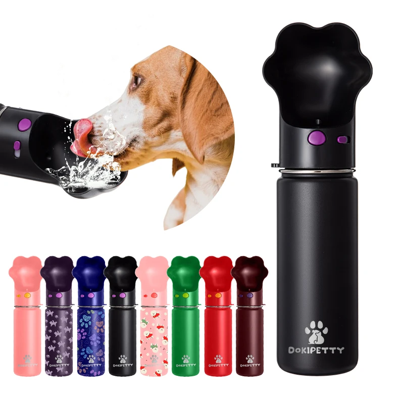 18oz Stainless Steel Dog Travel Bottle, Leak Proof Portable Dog Water Bottle, Drink Dispenser and Snack Container
