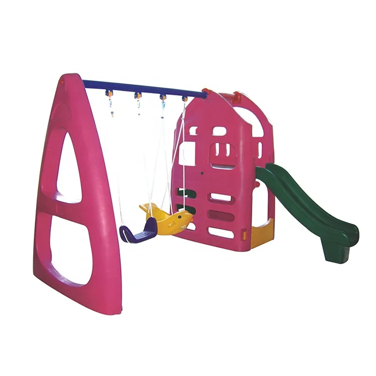 Colorful new design backyard play plastic kids indoor slide baby swing