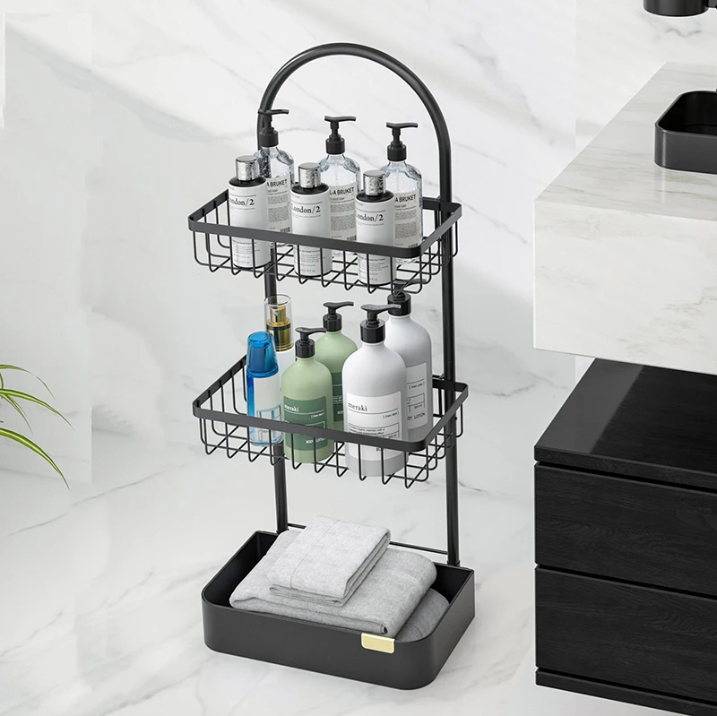 WIREKING Bathroom Organizer Rack No Drilling Shower Storage Holder with 3 Tier Shower Caddy Basket