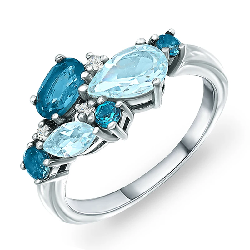 925 Sterling Silver Natural Blue Topaz Ring