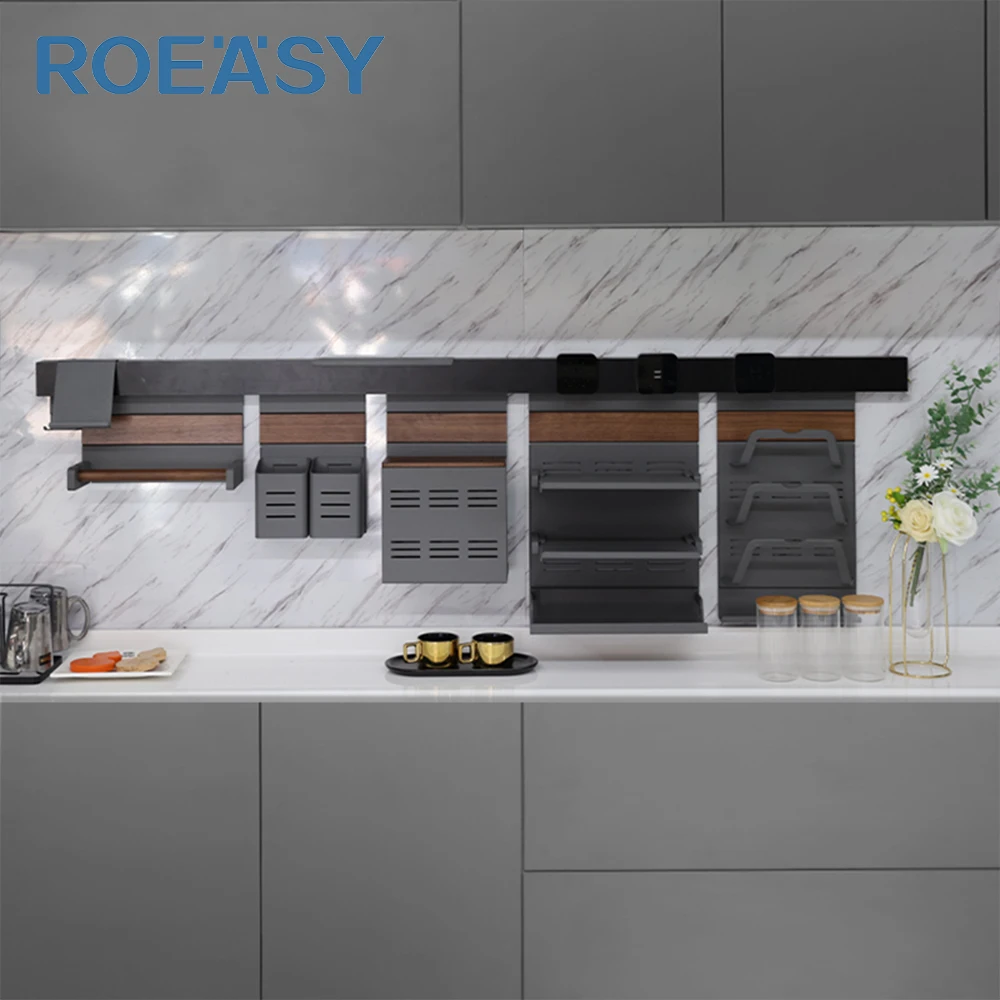 Roeasy Kitchen Detachable Knife Organizer Wall Mounted Aluminum Seasoning Rack Spice Rack