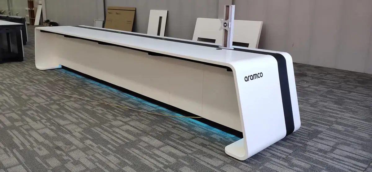 kesino high quality furniture manufacturer curved workstation desk meeting room multi seat conference table control room console