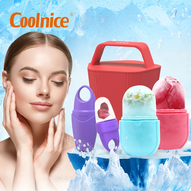 Coolnice  Improve Fine Lines Silicone r Ice Mold Contour Skin  Facial Massager Ice Roller Face Bool Ice Globes