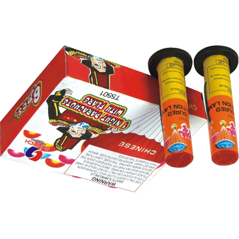 SHT5501 1 Night parachute with flare fuegos artificiales fireworks for Christmas and kids