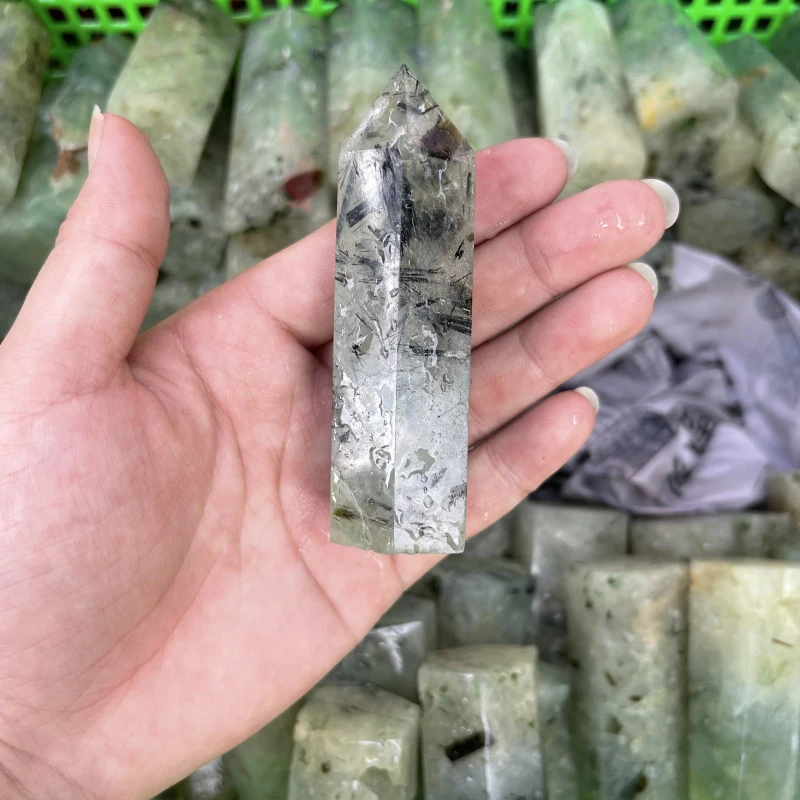 Wholesale natural quartz gemstone wand healing green grape stone crystal tower point