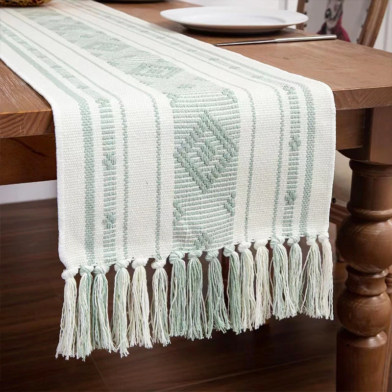 jacquard cotton hemp Table Flag Tablecloth Table MATS Handmade  woven table runner