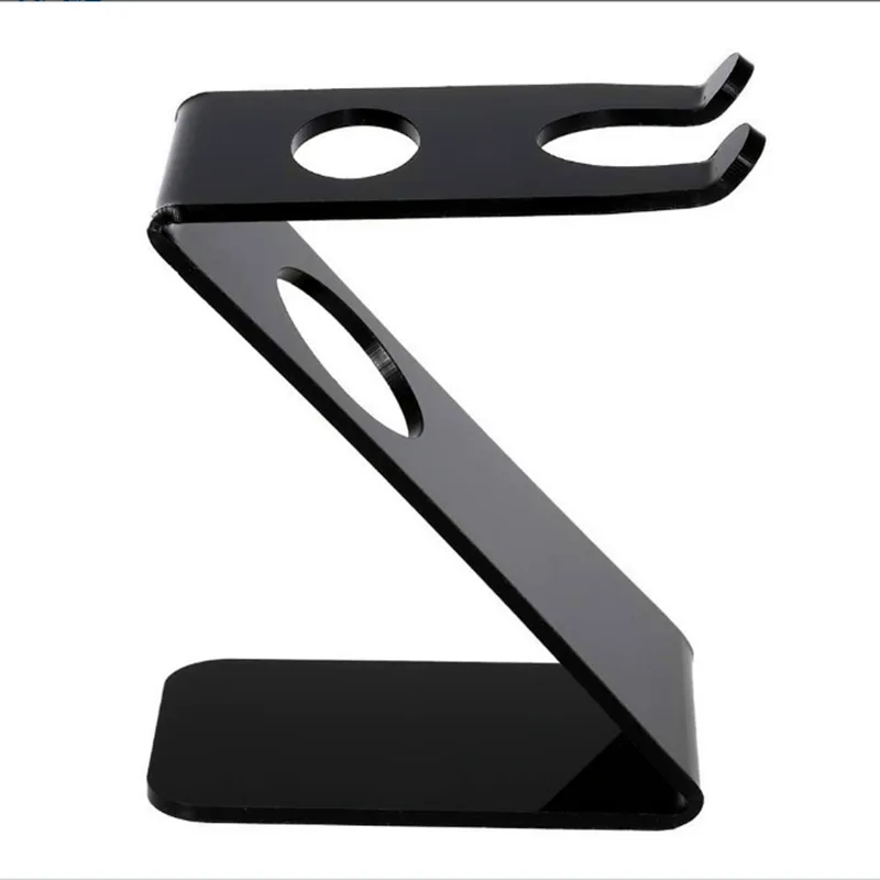 Private Label Shaving Kit Black Acrylic Shaving Brush Stand,Shaving Straight Razor Stand, Shaving Brush and Razor Holder