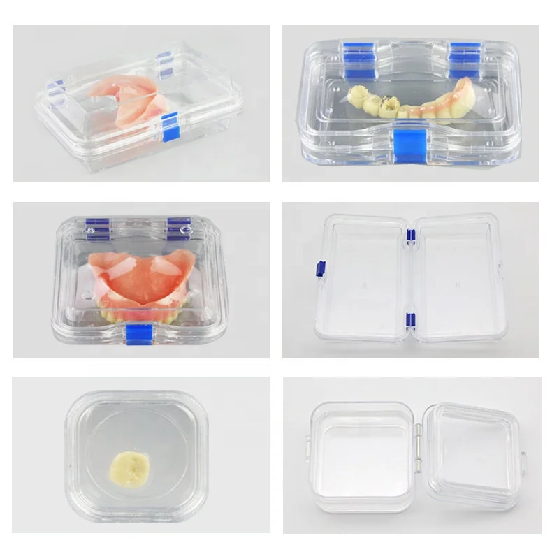 Transparent Plastic Crown Case with Film, Plastic Mold Fixed Portable Denture Prosthesis Dental Film Case