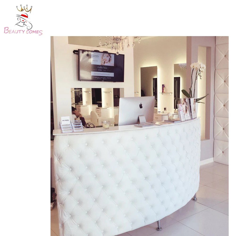 
2021 modern curved Front Counter reception desk for beauty salon 