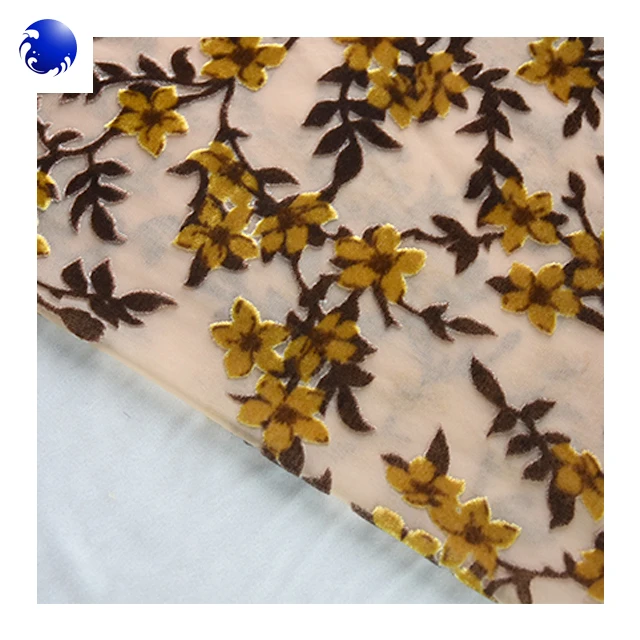 hot sale high quality print Nylon Viscose Burnout Velvet fabric for clothing