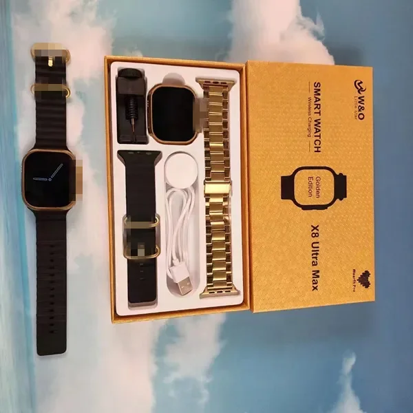 Factory X8 Ultra Max Smartwatch 1.99 inch Gold Stainless Strap Wearfit Pro app Watch Series 8 X8 Ultra Max smart watch 49MM