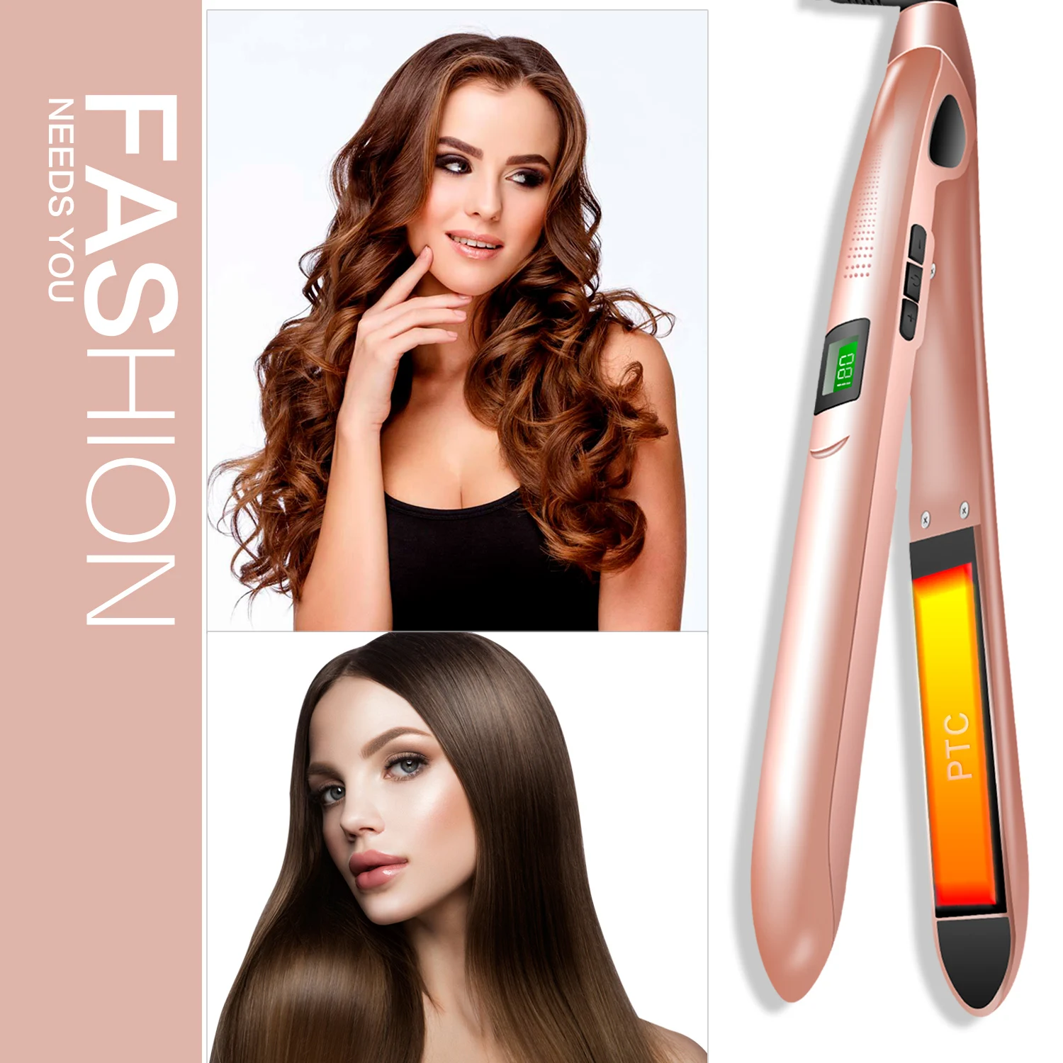 450F  Flat Irons Titanium Plates 2 in 1  Straightening Curling Iron Hair Straightener Customs Flat Iron