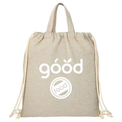 Custom Wholesale Handled Cotton Canvas Drawstring Bag Sports Backpack Hiking String Bag with Handle