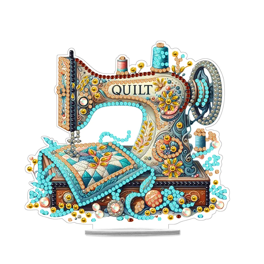1PC 5D Special Shape Diamond Painting Table Ornament DIY Sewing Machine Acrylic Diamond Painting Desk Decoration