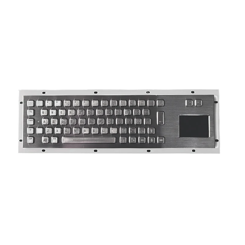 IP65 stainless steel waterproof rugged braille metal keyboard with touch pad