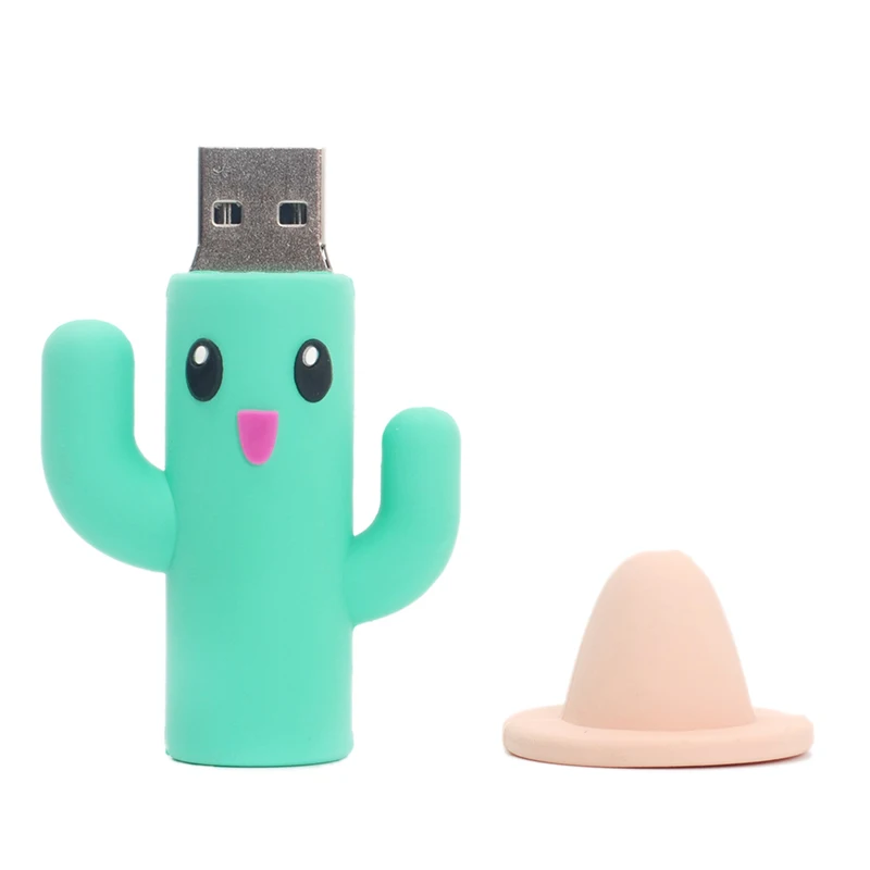 Custom Novelty Items Cactus Cartoon 3F PVC Usb Flash Drives Bulk Cheap Silicon Pendrive 8GB 16GB 32GB 64GB 128GB 256GB 512GB