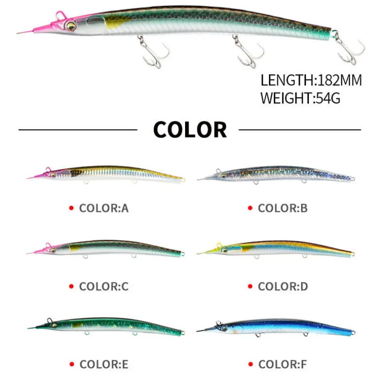 R52 182mm 54g sinking tuna hard plastic fishing lures