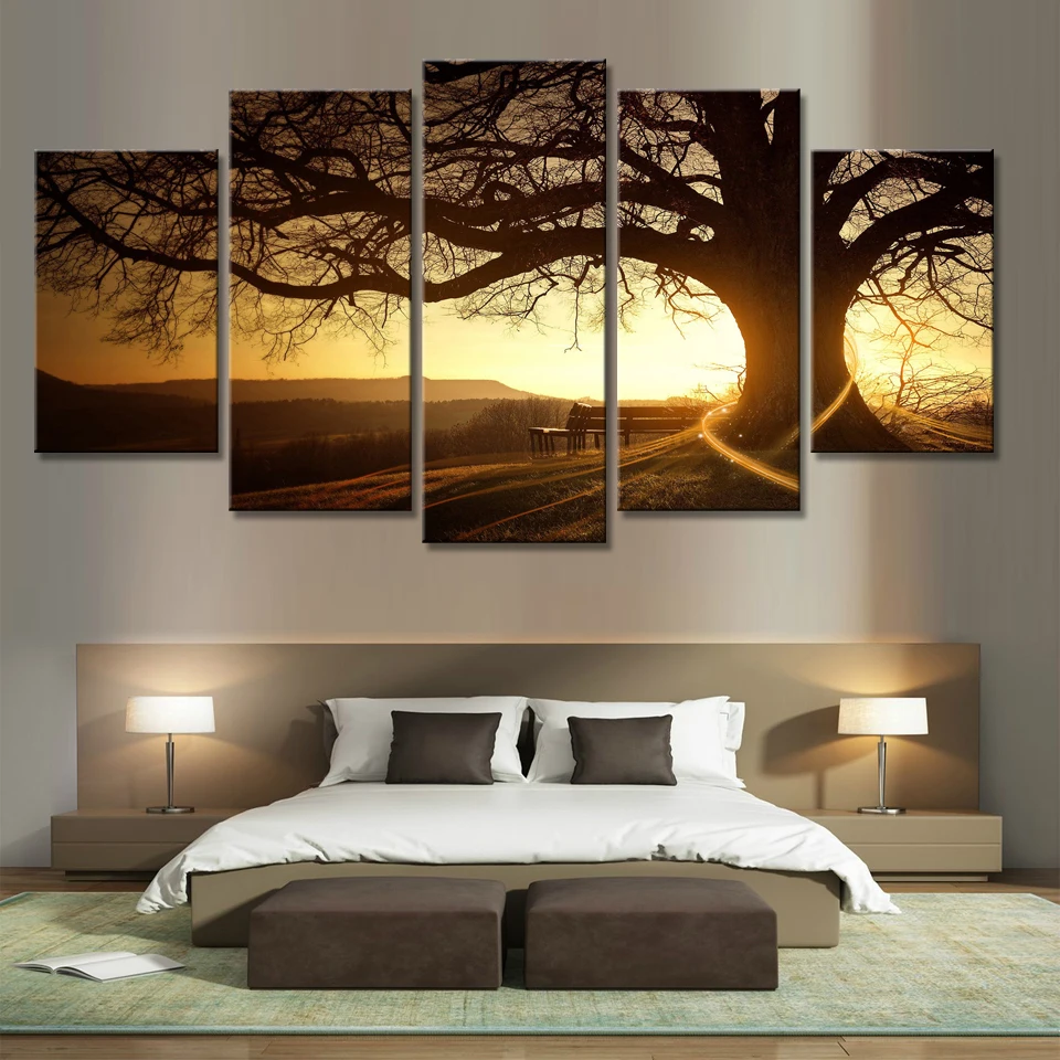 Panel Tree Canvas Painting for Living Room Wall Decor Landscape Home Decoration Wall Art Wholesale Drop Shipping 5 Customised