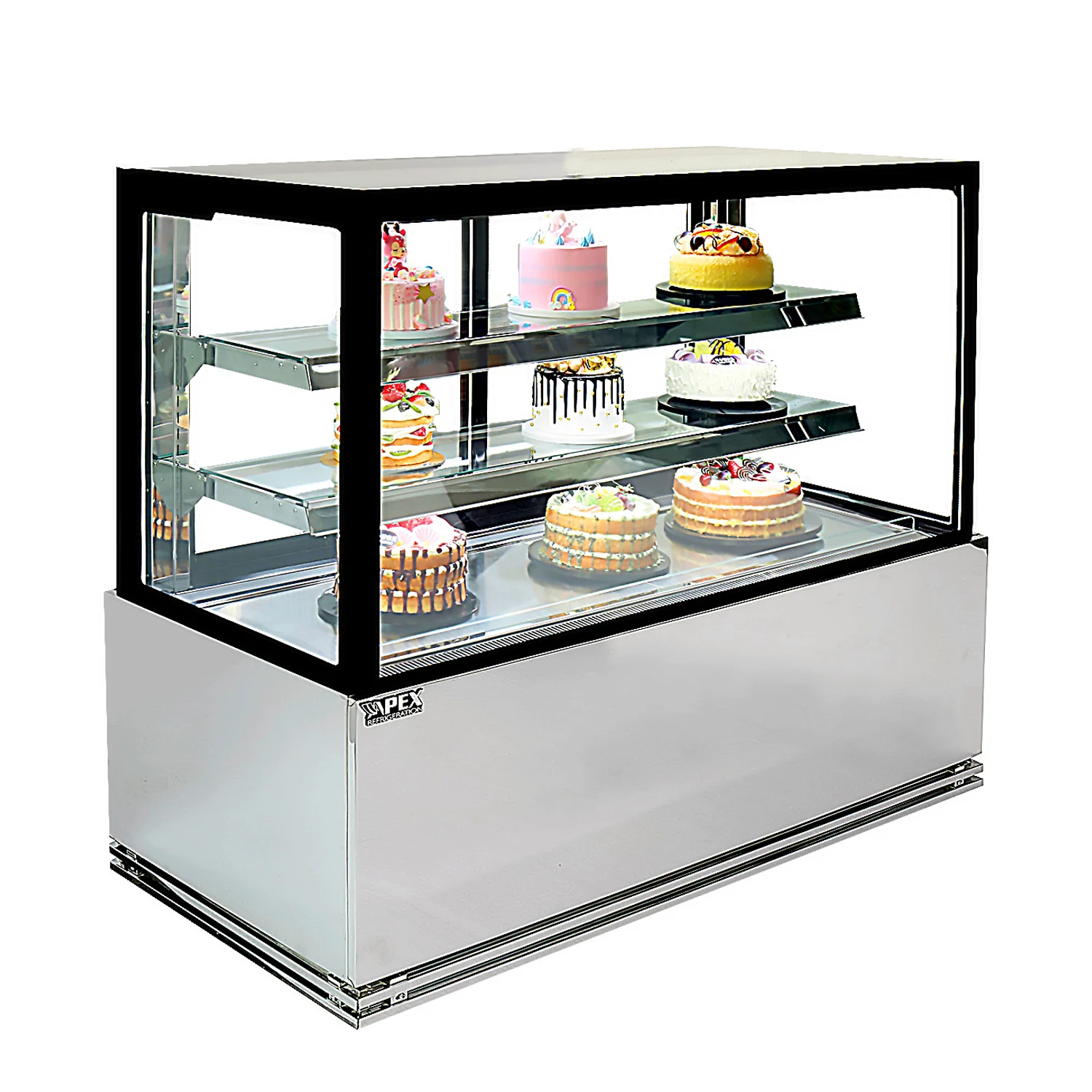 3 Shelf Cake Showcase Refrigerator With Tempered Glass Bakery Showcase Refrigeration Equipment