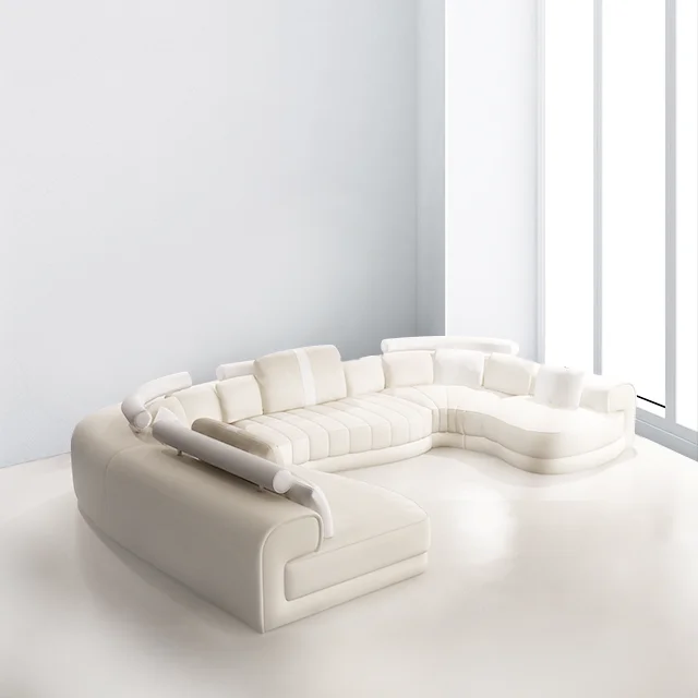 White U-shaped combination sofa unique radian furniture adjustable headrest modern sofa furniture