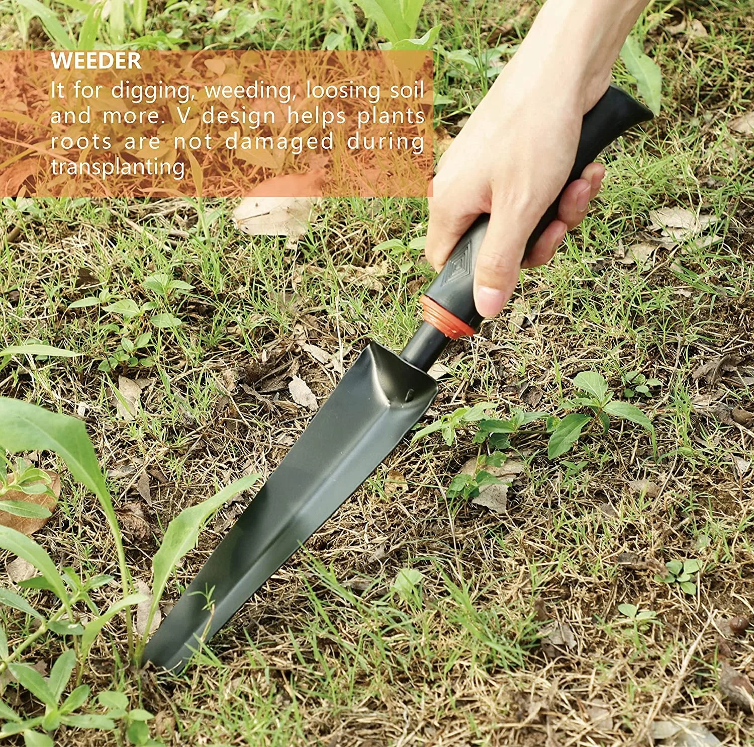 3 Piece Metal Heavy Duty Gardening Tool Set Including Hand Trowel Weeder and Hand Rake with Soft Rubberized Non-Slip Ergonomic