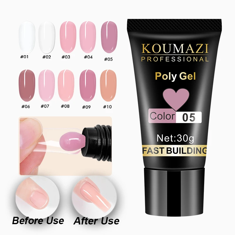 KOUMAZI Acrygel Wholesale Private Label UV Polis Acrylic Poligel Nail Extension Poly Gel Cure Press On Nails