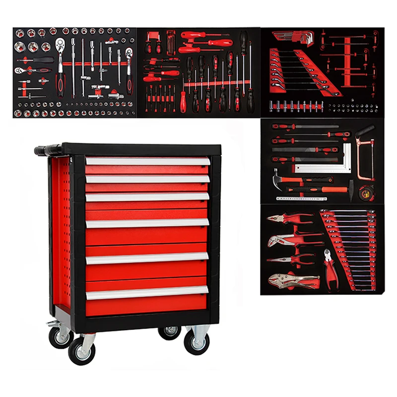 European Market Hot Sale 6 drawers tool cabinet professional box with rubber wheels For Garage Workshop