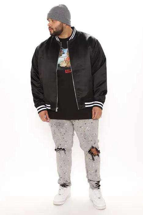 
Custom logo wholesale blank plain black bomber baseball jacket for men 