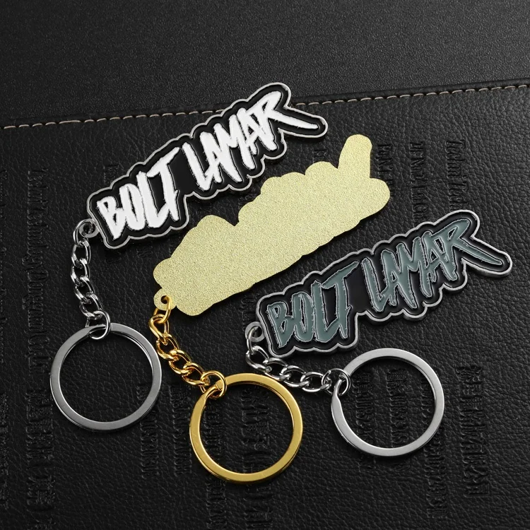 custom nickel metal enamel logo brand key chain with paper box