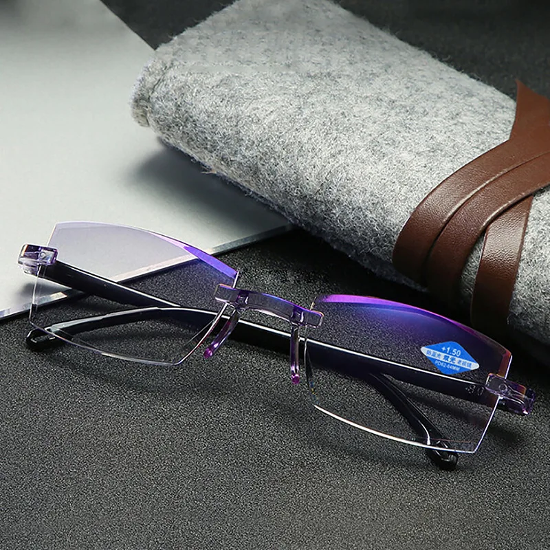 Rimless rectangle spectacle frame optical glasses unisex eyewear reading glasses