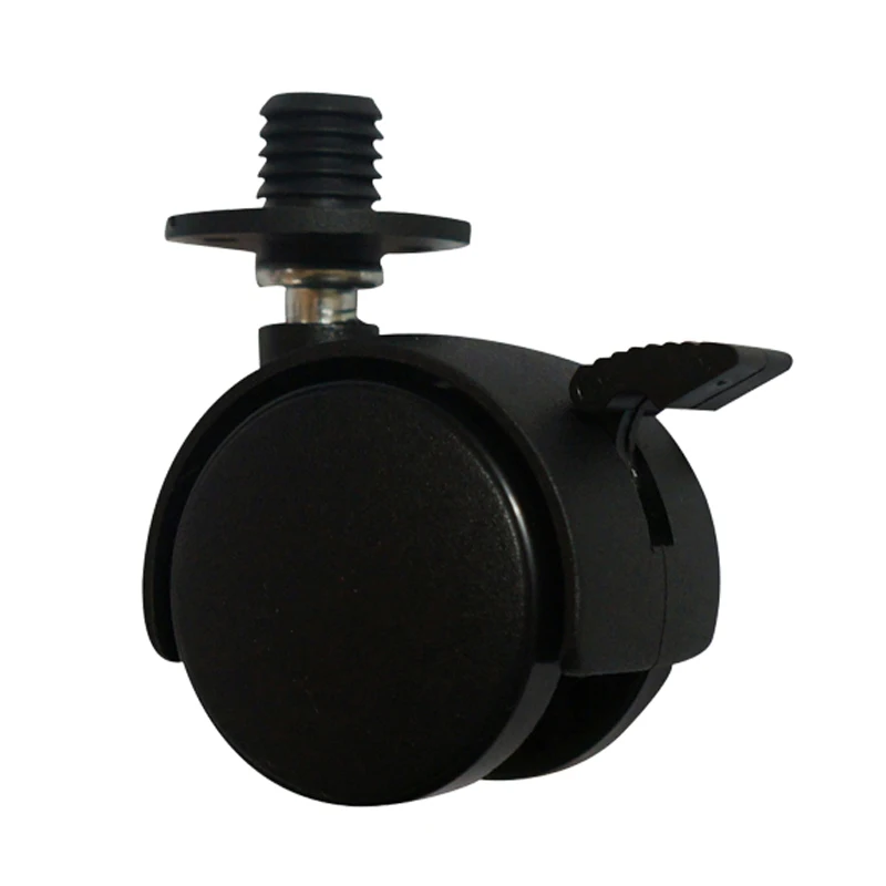 Twin Wheels Castor 40 mm Black PP Double Wheel Swivel Furniture Casters