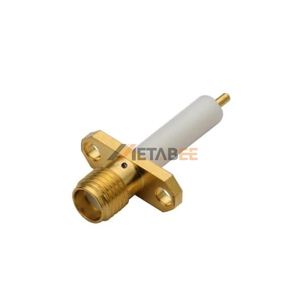 SMA Straight Jack Coaxial Connector Female Pin Panel Mount Four Hole Flange Epoxy Captivated 50 Ohm