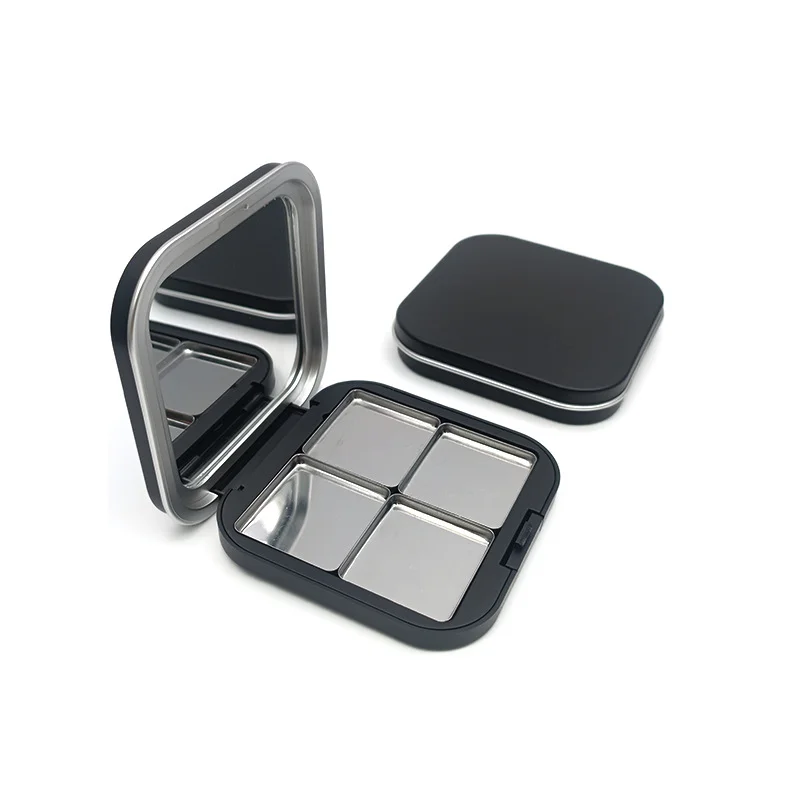 2024 black Luxury Magnetic empty eyeshadow palette container case with mirror  aluminum pan empty eyeshadow palette