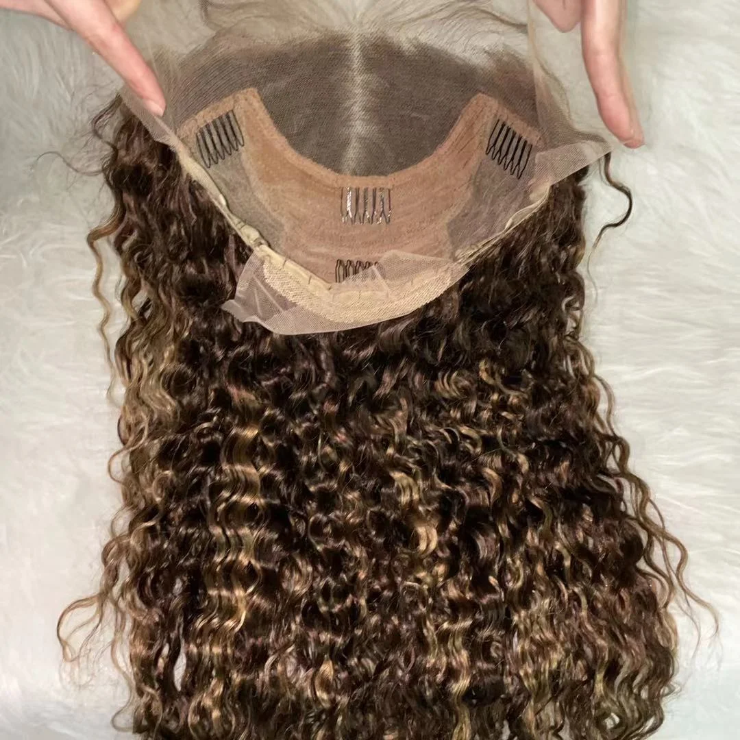 Highlight Honey Brown Lace Front Human Hair Wigs Deep Wave 13x4 Ombre Colored Curly Lace Frontal Wig Bundles For Women