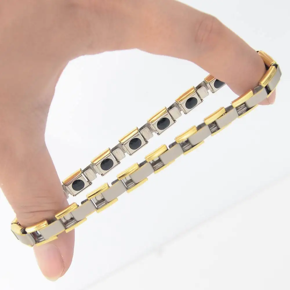 Stainless Steel Germanium Plated Gold Bracelet Titanium Steel Jewelry Energy Magnetic Therapy Health Bracelet