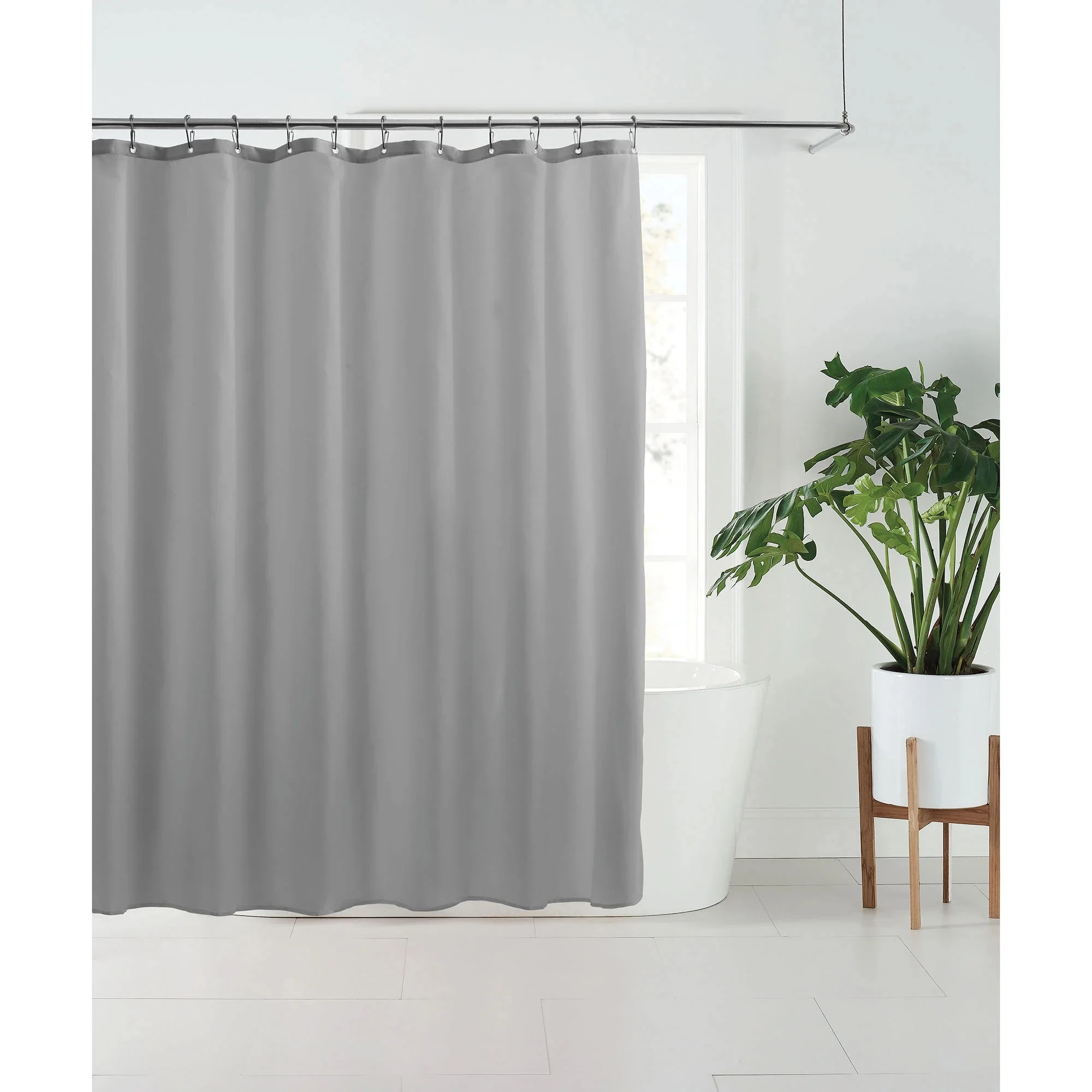 Basic plain Solid color shower curtain polyester Grey or Ivory waterproof fabric shower curtain liner