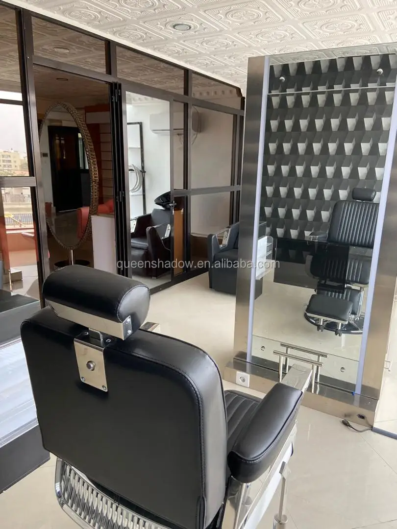 Hair salon equipment styling mirrors stations metal led barber mirror for beauty salon