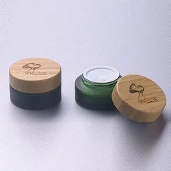 5g 15g 30g 50g 100g Frosted glass bottle glass cream jar with lid bamboo and glass cosmetic packaging